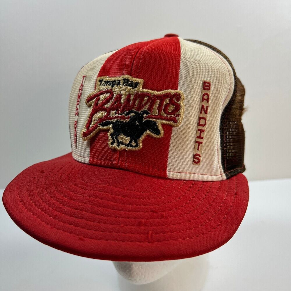 Tampa Bay Bandits Trucker Hat Adjustable 1980s USFL Distressed Lucky Stripes